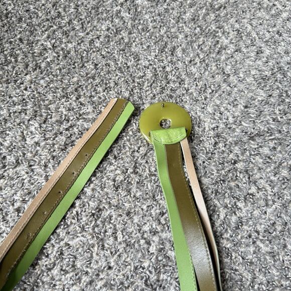 Solar Green Multi Strap Wide Waist Belt Sz M Artsy Bold Statement Leather New main image 6